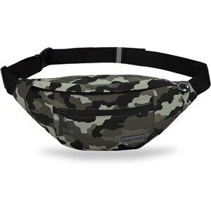 Women Men Camo Green Large Crossbody Fanny Pack Belt Bag Hands-Free Waist Pack